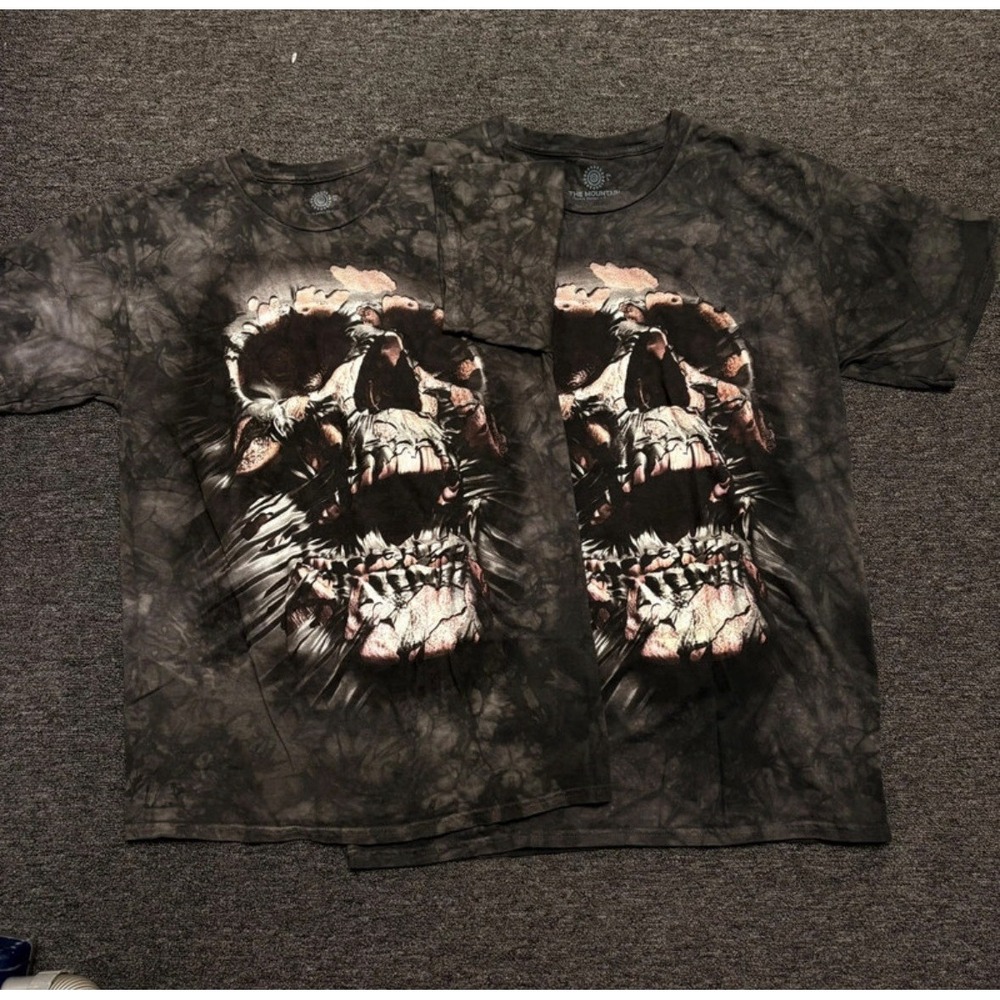 Lot of 2 Mountain Mens Skull T Shirt Gray David Penfound Short Sleeve Gothic M&L